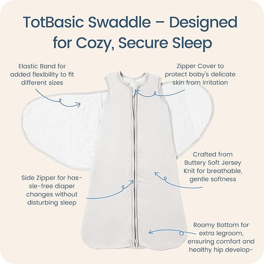 Newborns Swaddle Sleep Sack 0–3 Months, 1.0 TOG Baby Blanket for Newborns, Soft Sleeping Bag for Infants