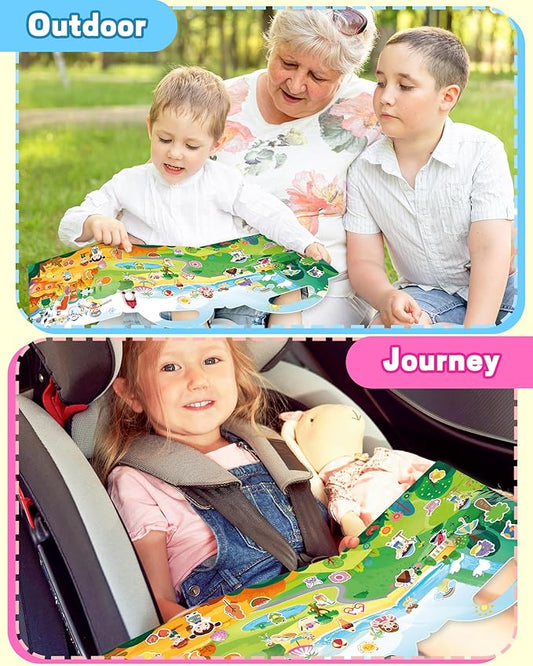 Walenced Reusable Sticker Book for Toddlers, Stickers for Kids, Toddler Craft Activities, Toddler Travel Toys Ages 3 and Up Boy Girl Birthday Gifts