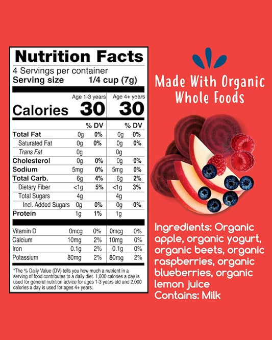 Amara Smoothie Melts - Beets n' Berries - Baby Snacks Made With Fruits and Vegetables - Healthy Toddler Snacks For Your Kids Lunch Box - Organic Yogurt Melts - 6 Resealable Bags