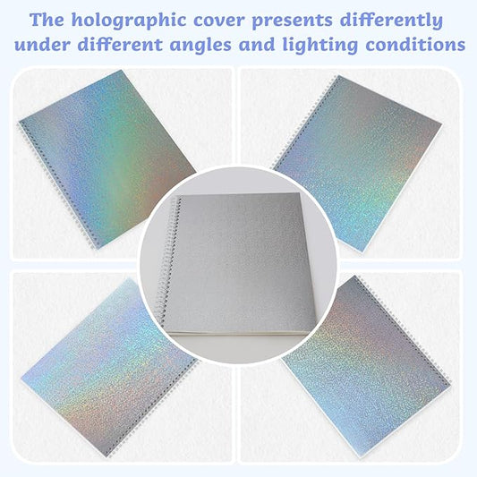 Dajino Large Reusable Sticker Book Collecting Album 8.5×11 Inch Sticker Storage Collection Organizer Book for Adult with 40 Sheets Letter Size Blank Release Paper and Holographic Cover (Dot)