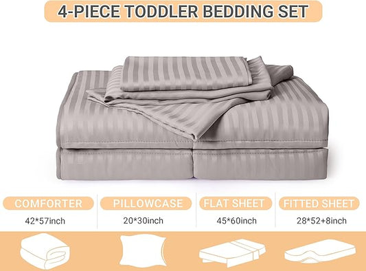 ZPECC Toddler Bedding Set - 4 Piece Hypoallergenic Baby Crib Bedding Set for Boys and Girls, Includes Toddler Comforter, Flat Sheet, Fitted Sheet and Pillowcase, Ashes of Roses