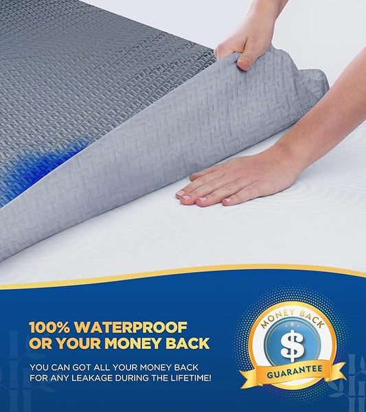Premium 100% Waterproof Twin Mattress Protector, Breathable Cooling 3D Air Fabric Mattress Cover, Hypoallergenic Noiseless Bed Cover Vinyl Free, 8-21'' Deep Pocket (Gray)