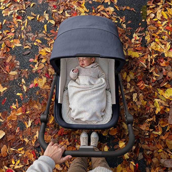 MAMAZING Air Lux Baby Stroller, Strength Carbon Fiber Frame & Only 15.8lbs, Infant Stroller with Bassinet & Cup Holder, One-Hand Compact Folding & Reversible Seat, Soft Insert & Car Seat Adapter
