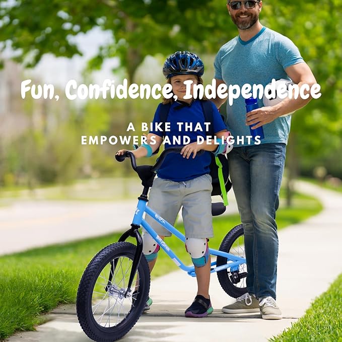 16 Inch Kids Balance Bike for 5-8 Year Old, BMX Bike with No Pedals, Air Rubber Tires, Footrests, Adjustable Height for Big Boys, Girls (White)