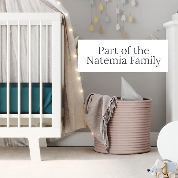 Natemia Fitted Pack and Play Sheet - 100% Organic Cotton - for Standard Size Playard, Pack n Play, and Mini Crib Mattress - Ultra Soft, Thick & Stretchy Jersey Knit Cotton