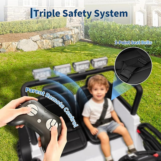 24V 2 Seater Kids Electric Truck with Parent Remote Control, 4WD Ride on Car for Toddlers & Kids 4-8, 100Min Battery, Dual Motor, All Terrain Electric Vehicle Gift for Boys Girls