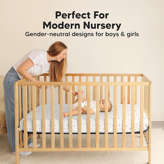 2-Pack Waterproof Crib Sheets for Girl, Boy - Organic Cotton 52X28 Fitted Crib Sheets Neutral, Crib Mattress Protector Sheets, Soft Toddler Bed Sheets, Washable Infant Baby Crib Sheets (Butterflies)