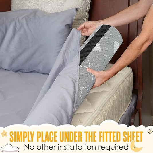 Sleepah Bed Bumpers for Toddlers Memory Foam Rail Guards Waterproof Washable Dual Sided Non-Slip Soft Cover - Safety Guard Noodle Long Pillow Pads for King Queen Full Twin Beds (1 Pack)