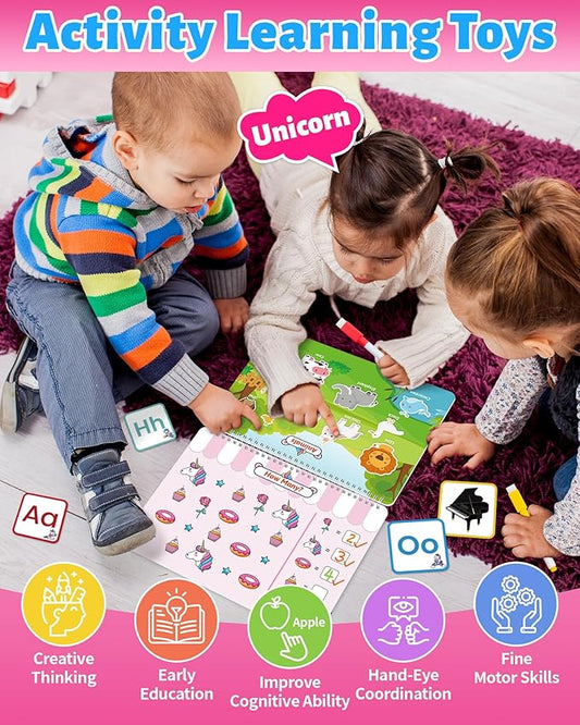 Benresive Montessori Busy Book for Toddlers 3-5, Preschool Learning Activities, Tracing Activity Coloring Books for Kids Ages 3-5, Educational Toys Gifts, Autism Sensory Travel Toys for Toddlers