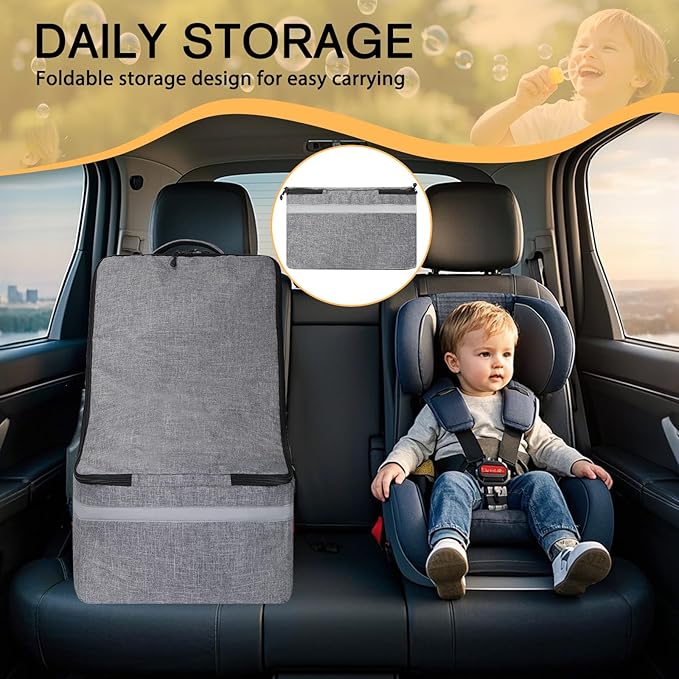 LARIPOP Car Seat Travel Bag for Airplane,Infant Seat Travel Bag with Shoulder Strap,Padded Car Seats Backpack with Reflective Stripes,Large Carseat Carrier Bag Travel Car Seat Cover,Grey