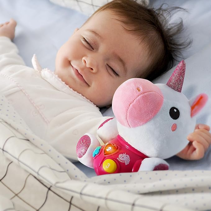 iPlay, iLearn Baby Unicorn Musical Toys, Newborn Girls Gift, Soft Unicorn Plush Stuffed Animal, Infant Light Music Time, 1st Birthday Stocking Gift Stuffer for 0 1 2 3 6 9 12 18 Month 1-3 Yrs Toddlers