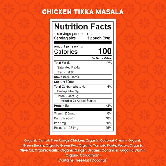 Serenity Kids 6+ Months Toddler Food Pouches - 3.5 oz, Pack of 6-5g Protein & Baby Food Protein Pouches - Chicken Tikka Masala & Chicken Puree - Quick Toddler Meals & Baby Snacks