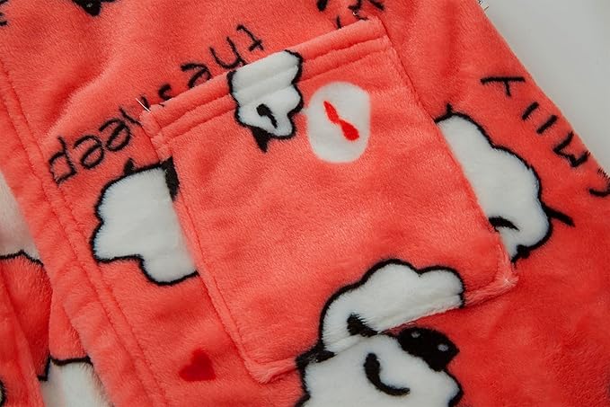 Toddler Robes Cute Pattern Bathrobe Unisex Kids Robe Baby Flannel Hoodie Pajamas Sleepwear