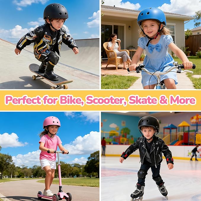 Kids Bike Helmet, Toddler Helmet for Youth Boys Girls Ages 3-14 Year Old, Adjustable Fit & Lightweight, Multi-Sport Safety for Skateboard Skating Bicycle Scooter Cycling