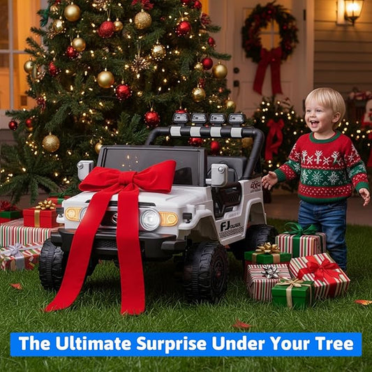 24V Ride on Toys for Kids, Licensed Toyota FJ, 2 Seater Ride on Car with Remote Control, Electric Car w/ 4-Wheeler Suspension, Led Light, Music, USB, Electric Vehicle for Age 3-8, White