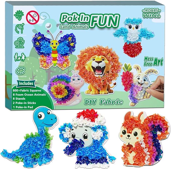 JRD&BS WINL Poke A Dot Art Kit - Magical Animals Theme No-Mess DIY Craft for Kids Mess-Free Fun for Kids, DIY Wood Craft Kits, Creative Activity, Christmas Gifts for Girls & Boys Ages 4