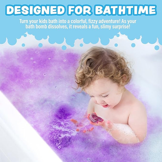 Tub Works Super Goo Bath Slime 'Surprise' Bombs, 6 Pack | Kids Bath Bombs With Surprise Inside | Nontoxic | Stretchy, Squishy Slime Soap | Sensory Fun for Kids