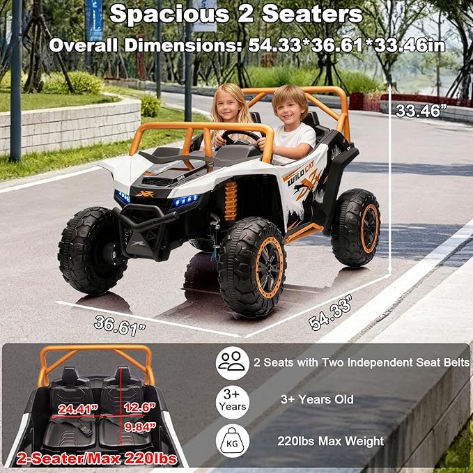 24V 4WD Kids Electric Car XXXL, 2-Seater Licensed Arctic Cat Kids Ride on UTV with Parent Remote Control, Bluetooth Music, LED Lights for Boys & Girls