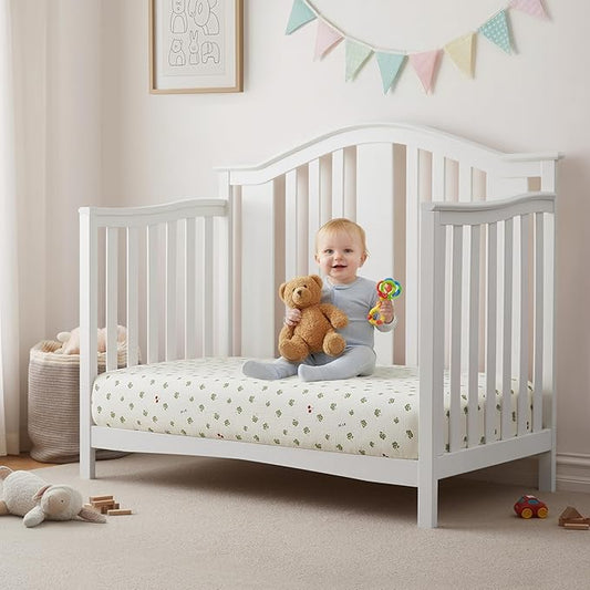 SiinvdaBZX 2 Pack Pack n Play Sheets, Ultra Soft Muslin Cotton Mini Crib Sheets Breathable Neutral Toddler Playard Bedding Cover for 38"x27" Portable/Mini Crib Mattresses (Leaf + Clovers)