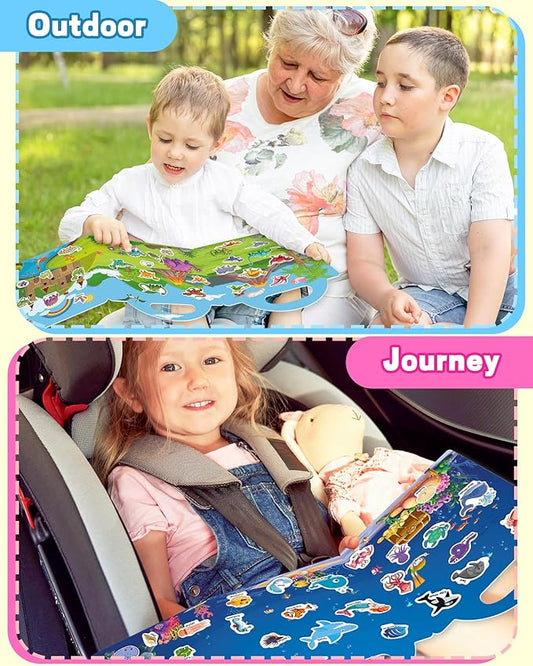 Walenced Reusable Sticker Book for Toddlers, Stickers for Kids, Toddler Sticker Book, Toddler Craft Activities, Toddler Travel Toys Ages 3 and Up Boy Girl Birthday Gifts