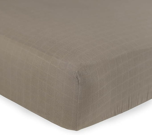 Little Unicorn 100% Natural Organic Cotton Muslin Crib Sheets | Breathable, Naturally Soft Fabric (Driftwood)