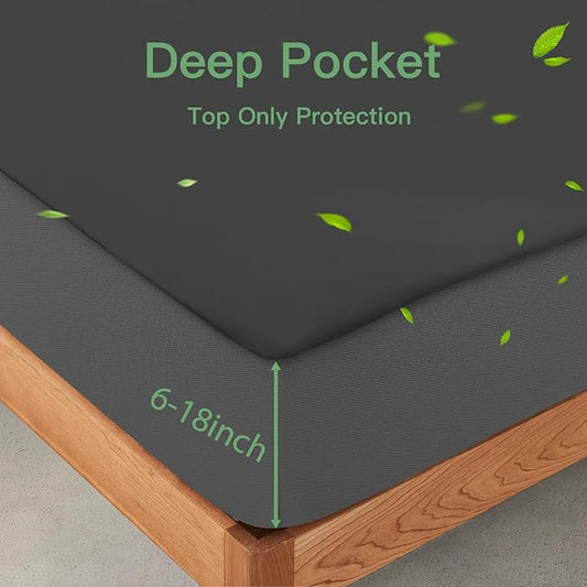 Sufdari Waterproof Mattress Protector Full Size, Noiseless Mattress Cover with 18" Deep Pocket, Bed Bug Proof and Waterproof Fitted Sheets, Machine Washable Mattress Protectors Dark Gray