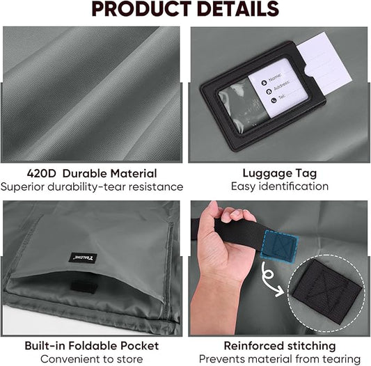 BALEINE Car Seat Travel Bag for Airplane, Water-Resistant Car Seat Bags for Air Travel, Foldable Cover with 3 Handles, Fits Toddler Carseat, Convertible and Booster Seats (Gray)
