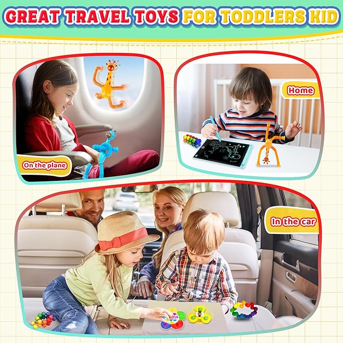 6PC Sensory Toy Pack Travel Toys for Toddlers Kids Autism Airplane Car Travel Preschool Activities Road Trip Essential Autistic ADHD Fidget Classroom Must Have for Kid Christmas Stocking Stuffers