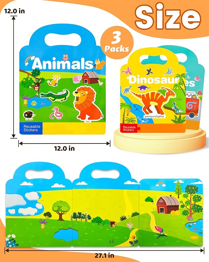Walenced Reusable Sticker Book for Toddlers, Stickers for Kids, Toddler Sticker Book, Toddler Craft Activities, Toddler Travel Toys Ages 3 and Up Boy Girl Birthday Gifts