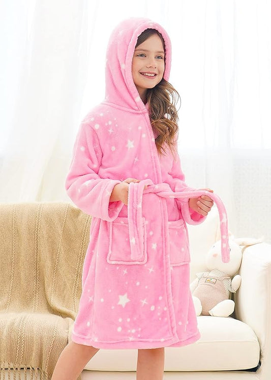 Doctor Unicorn Soft Hooded Rainbow Bathrobe Sleepwear for Girls