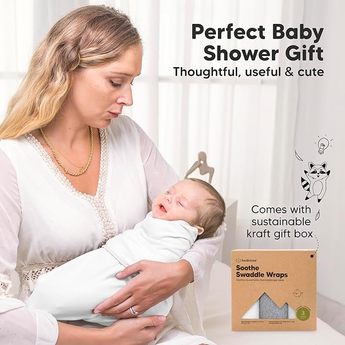 KeaBabies 3-Pack Organic Baby Swaddle Sleep Sacks - Swaddles for Newborns, Infant 0-3 Months, Baby Girls, Boys, Soft & Snug Newborn Sleep Sack, Nursery Swaddling Blankets (Cloud, XS)