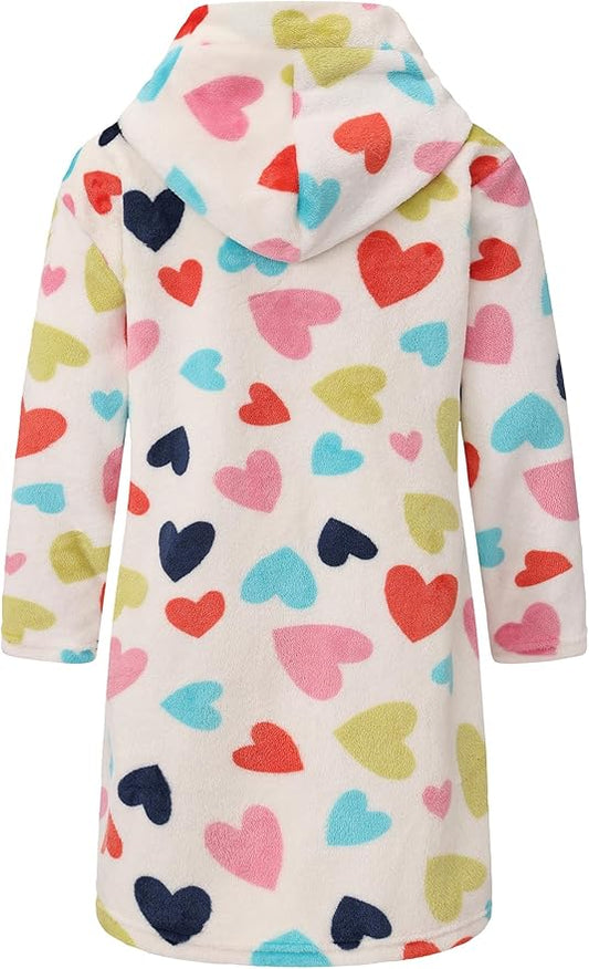 Kid Fleece Hooded Robes Girls Bathrobes Boys Soft Plush Sleepwear Toddler Fuzzy Pajamas
