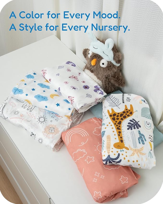 Baby Crib Sheets Boy Girl for Standard Crib Mattress - Orange Cloud and Rainbow Design Crib Sheet, Ultra Soft, Durable, Comfortable Fitted Crib Sheet, 28''x52''x9'' Deep Pocket