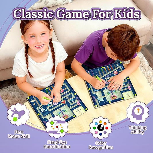 Magnetic Color and Number Space Maze Level 3– Montessori Wooden Puzzle Toy for Toddlers, Preschool Learning Activity for Fine Motor Skills, Educational Gift for Kids Ages 3+