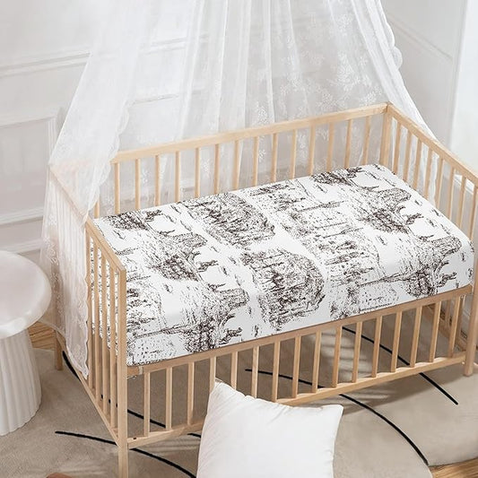 Cowboys Fitted Crib Sheet for Boys Girls Southwest Cowboy Baby Sheet for Standard Crib and Toddler Western Desert Nursery Bed Mattress Sheets 28"x52"