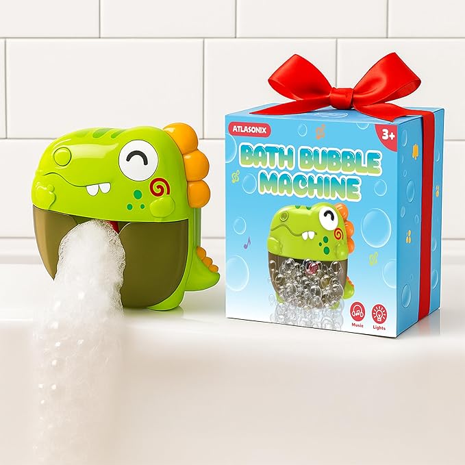 Bath Bubble Machine - Bathtub Bubble Machine, Light Up Bath Toys - Bubbles Bath Maker with Lights & Music - Baby Bath Bubbles Maker for Bathtub - Strong Suction BPA Free