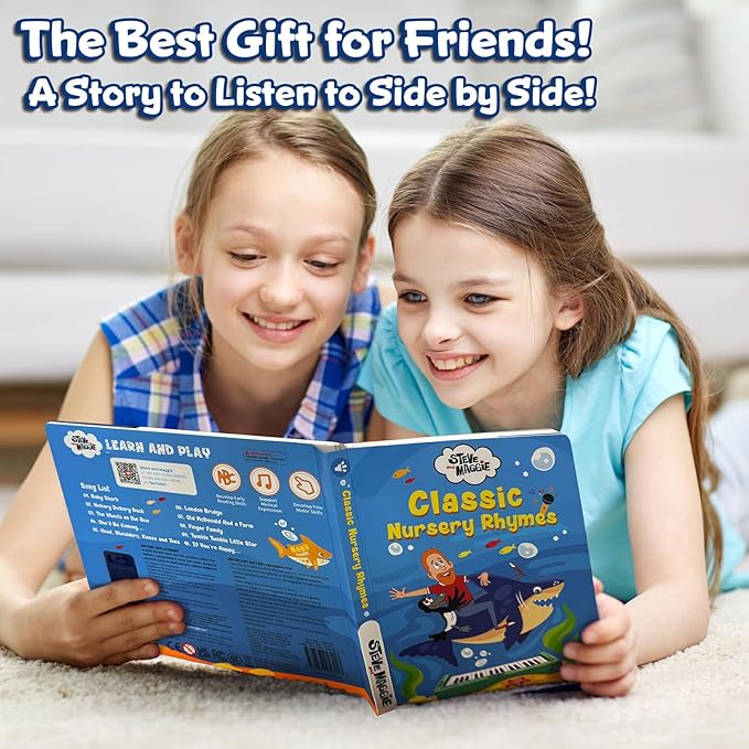 Steve and Maggie Sound Book - Interactive Sing Along Books for Toddlers 10 Button Musical Learning Toys, Talking Books for Kids with Ocean Songs Educational Gifts for Boys & Girls (Classic Nursery)