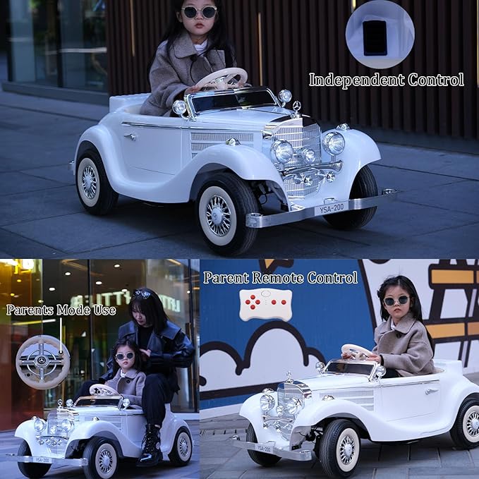 Electric Car for Kids, 12V Ride on Toys Licensed Mercedes Benz, Power Vehicles Wheels Parent-Child Max Load 220Ibs with Parent Remote LED Headlights