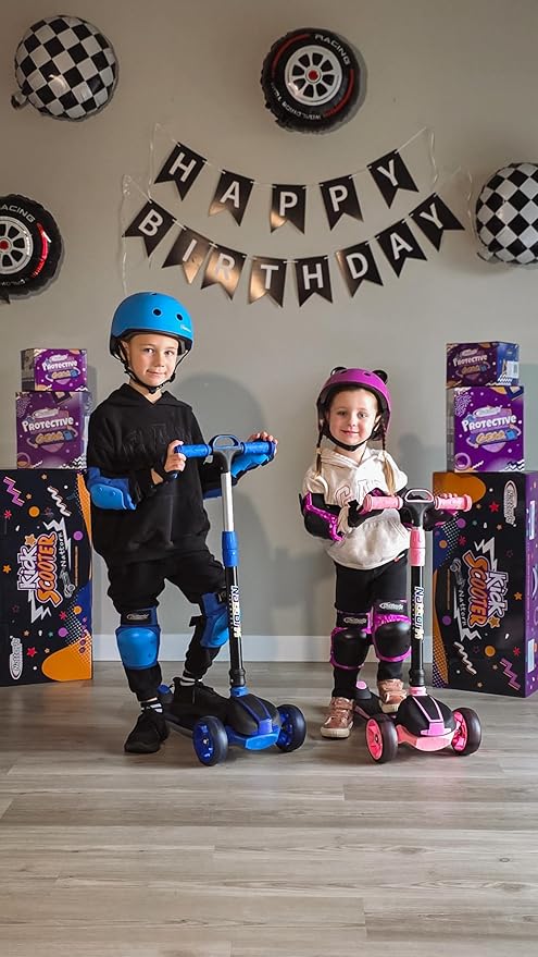 Nattork Kids Scooter for Age 3-8, Toddler Scooter with 4 Adjustable Height for Boys & Girls, Light Up 3-Wheels Foldable Kick Scooter, Lean to Steer, 120LB Weight Capacity