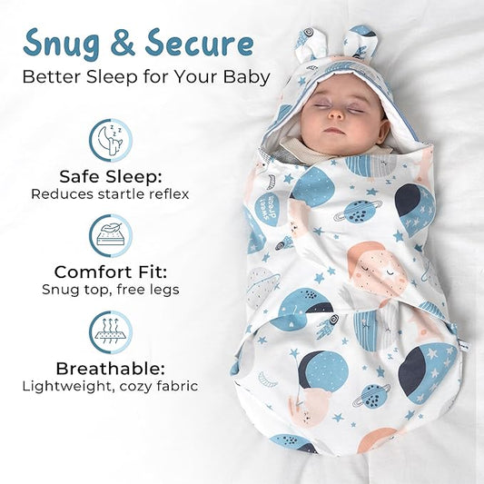 Sleep Sack 3-6 Months: 3-Way Adjustable Swaddles for Newborns, Baby Essentials, 100% Cotton Lining with Polyester Fabric, Perfect Newborn Swaddle Blanket for New Moms