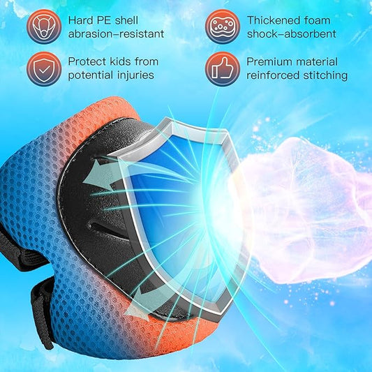 Kids Protective Gear Set Knee Pads for Kids 3-14 Years Toddler Knee and Elbow Pads with Wrist Guards 3 in 1 for Skating Cycling Bike Rollerblading Scooter