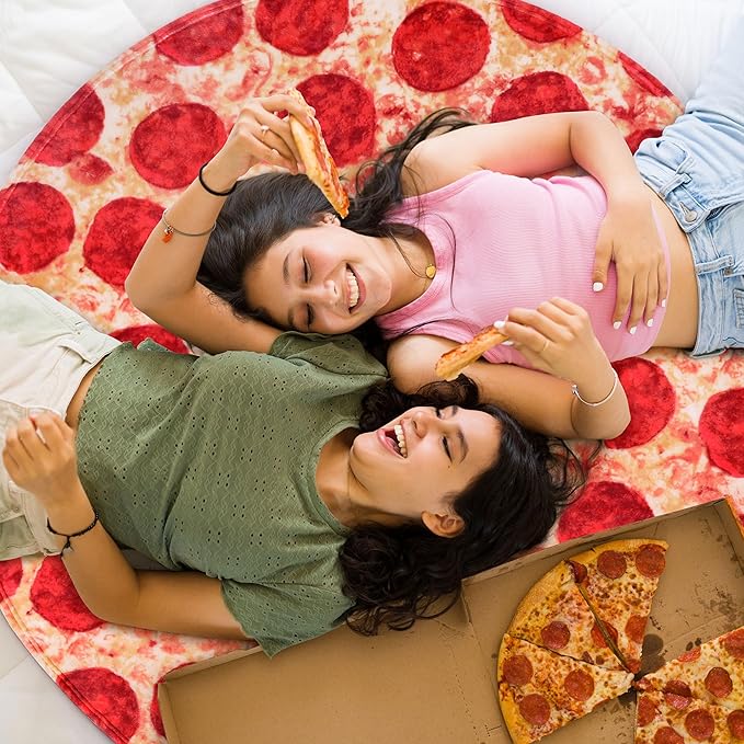 SeaRoomy Pizzas Blanket, Wrap Throw Food Blanket, Novelty Funny Flannel Round Blankets Funny Gifts for Teens Boys and Girls