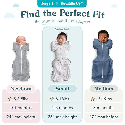 Love to Dream Swaddle UP, Baby Sleep Sack, Self-Soothing Sleep Sack 8-13 lbs., Dramatically Better Sleep, Snug Fit Calms Startle Reflex, 1.0 TOG, Small