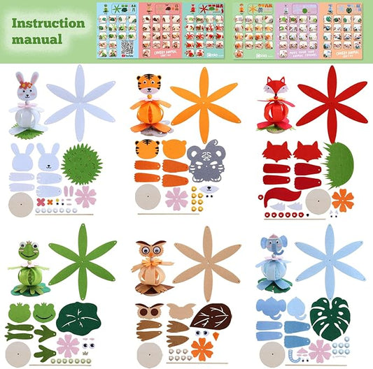 Coola Craft Kits for Kids Felt Animal Toddler Craft - 6Pack Art and Craft DIY Early Educational Toys Suitable Need Best Gift for Kids Age 3-6,7,8,9