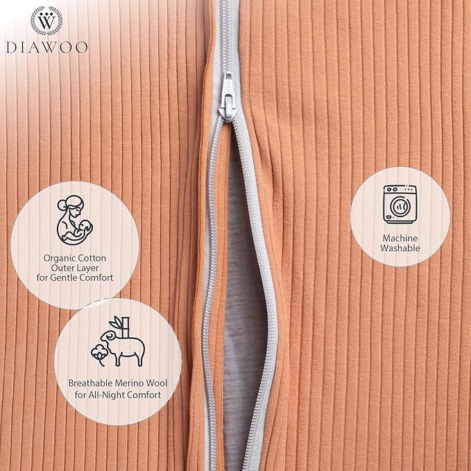 4 Season Baby Sleep Sack with Foot Openings, Merino Wool and Organic Cotton, Toddler Sleeping Bag for 2T–7T