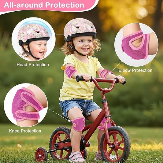 Toddler Helmet, Baby Infant Bike Helmet with Toddler Knee Pads and Elbow Pads Set for Kids 1-3 Years, Adjustable Baby Bike Helmets for Scooter Bicycle