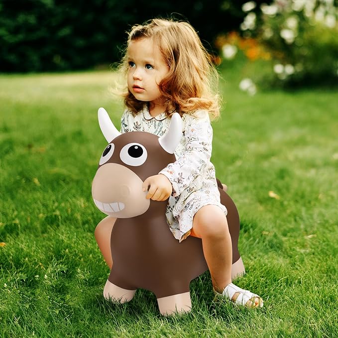 Upper Rider Bouncy Horse Hopper, Inflatable Farm Cow Bouncy Bull, Bounce and Ride on Animal Bouncer for Toddlers, Indoor Outdoor Birthday Gifts for Boys Girls 18 Months 2 3 4 5 6 Years Old
