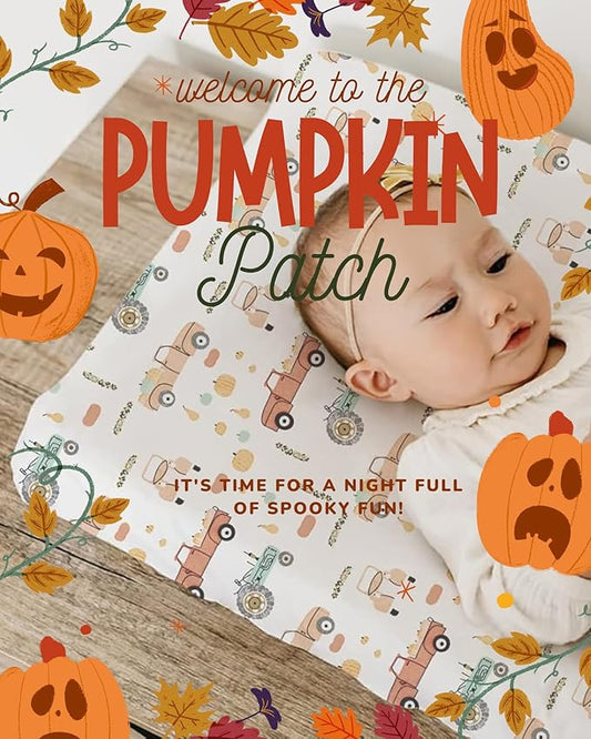 TotAha Premium Stretchy Pack N Play Playard Sheets | Mini Crib Sheets (2-Pack) -Hypoallergenic, Silky Comfort, Buttery Soft, Calming Effect, All-Season Jersey-Knit Sheets 38 X 24 Halloween Pumpkin