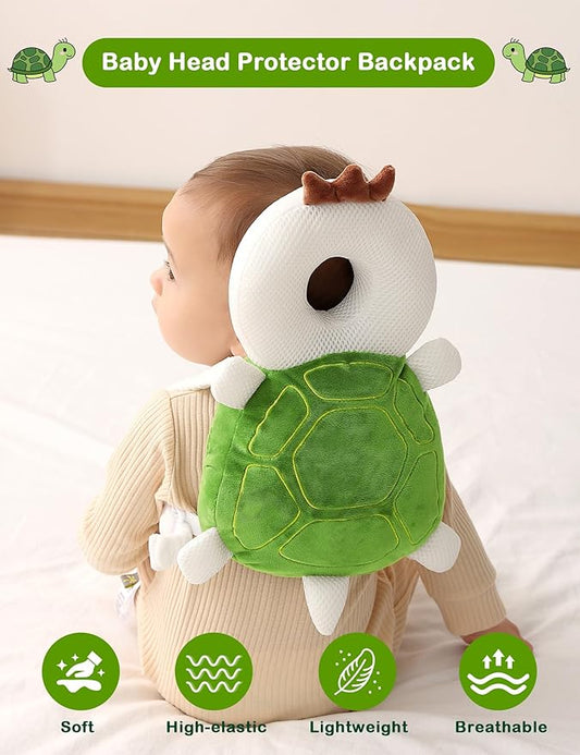 JunNeng Baby Head Protector Backpack, Toddler Walking Fall Head Protection, Green Turtle