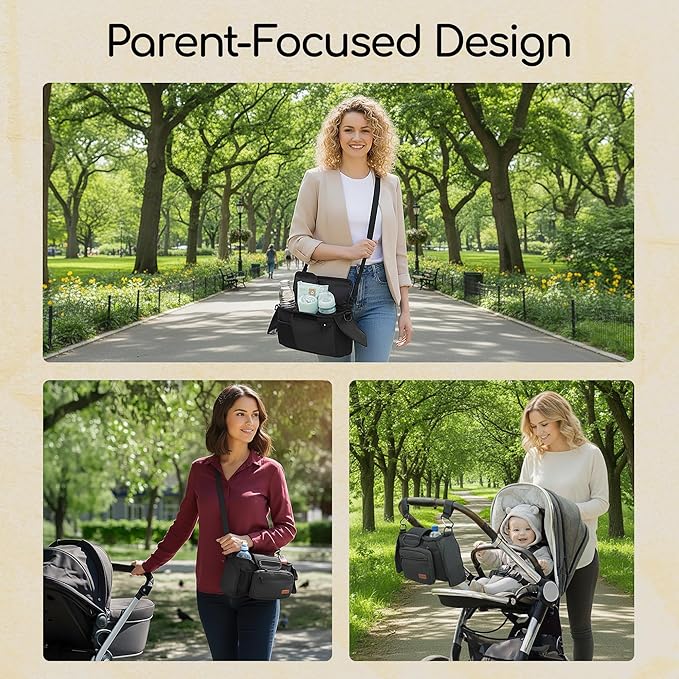 My lil Aviator Universal Stroller Organizer Bag with 2 Insulated Cup Holder, Durable Detachable Phone Bag and Shoulder Strap β Fits for Pet Stroller Caddy, Uppababy, Baby Jogger, Britax, Doona, Nuna